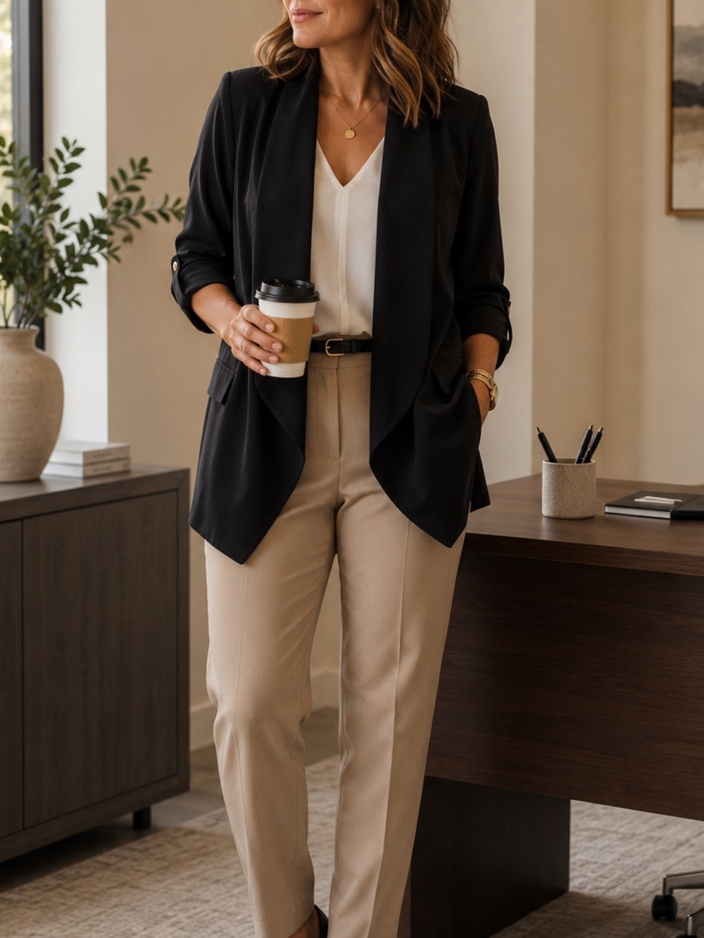 Zara Black Drape Front Blazer XXL Open Front Office Career Chic Jacket